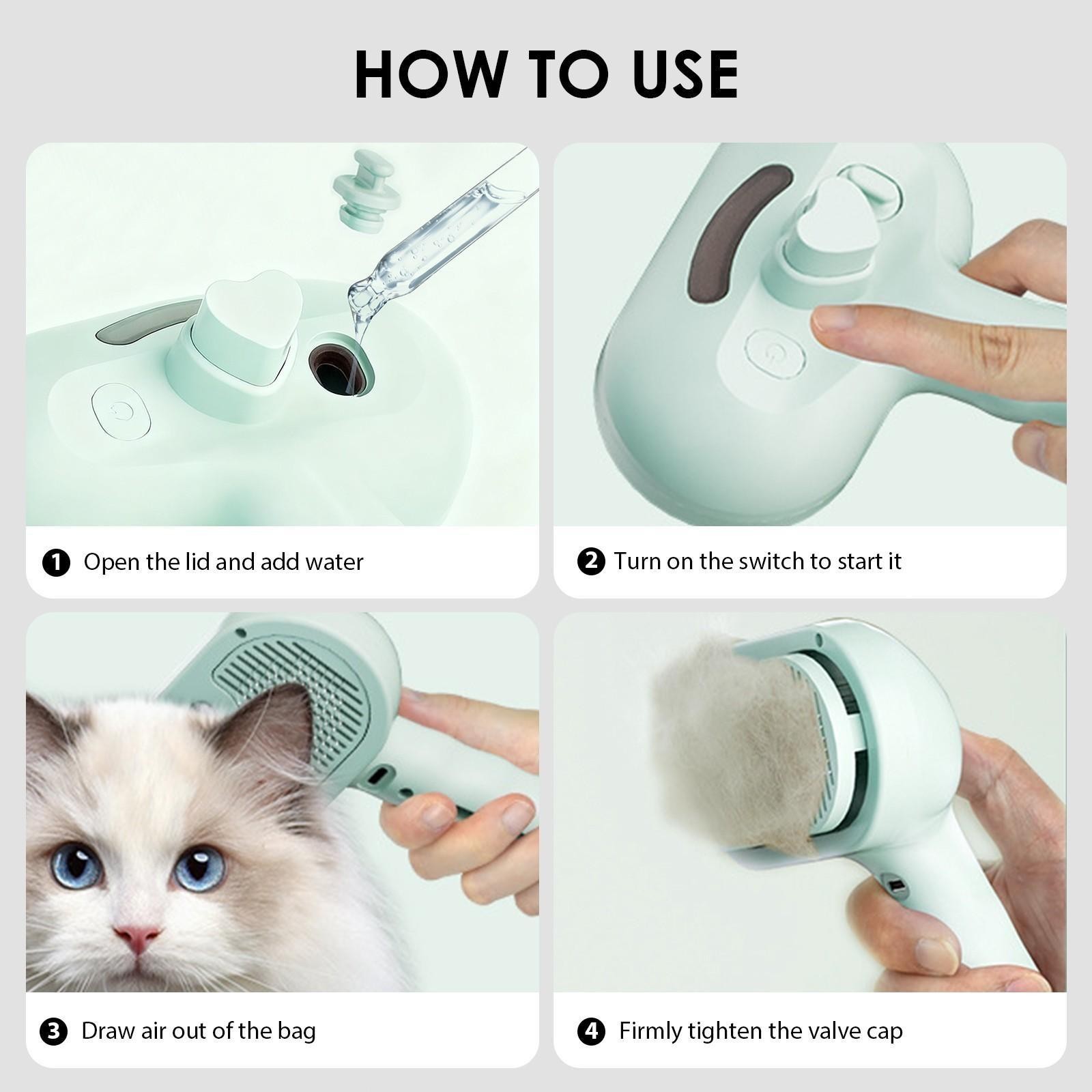 Pet Steam Brush for Dog & Cat – 3-in-1 Steam Grooming Brush for Shedding & Hair
