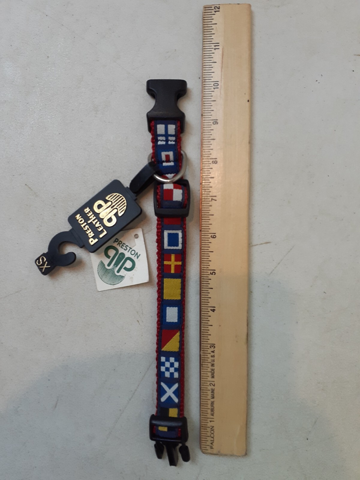 PRESTON Dog Collar Size Xtra Small XS Nautical AZ Code Flags Adjustable NWT