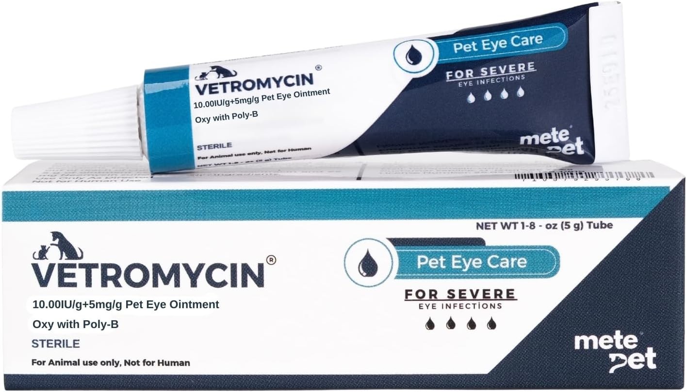 Vetromycin Gentle Eye Ointment for Dogs & Cats – 1/8 oz Daily Care Tube