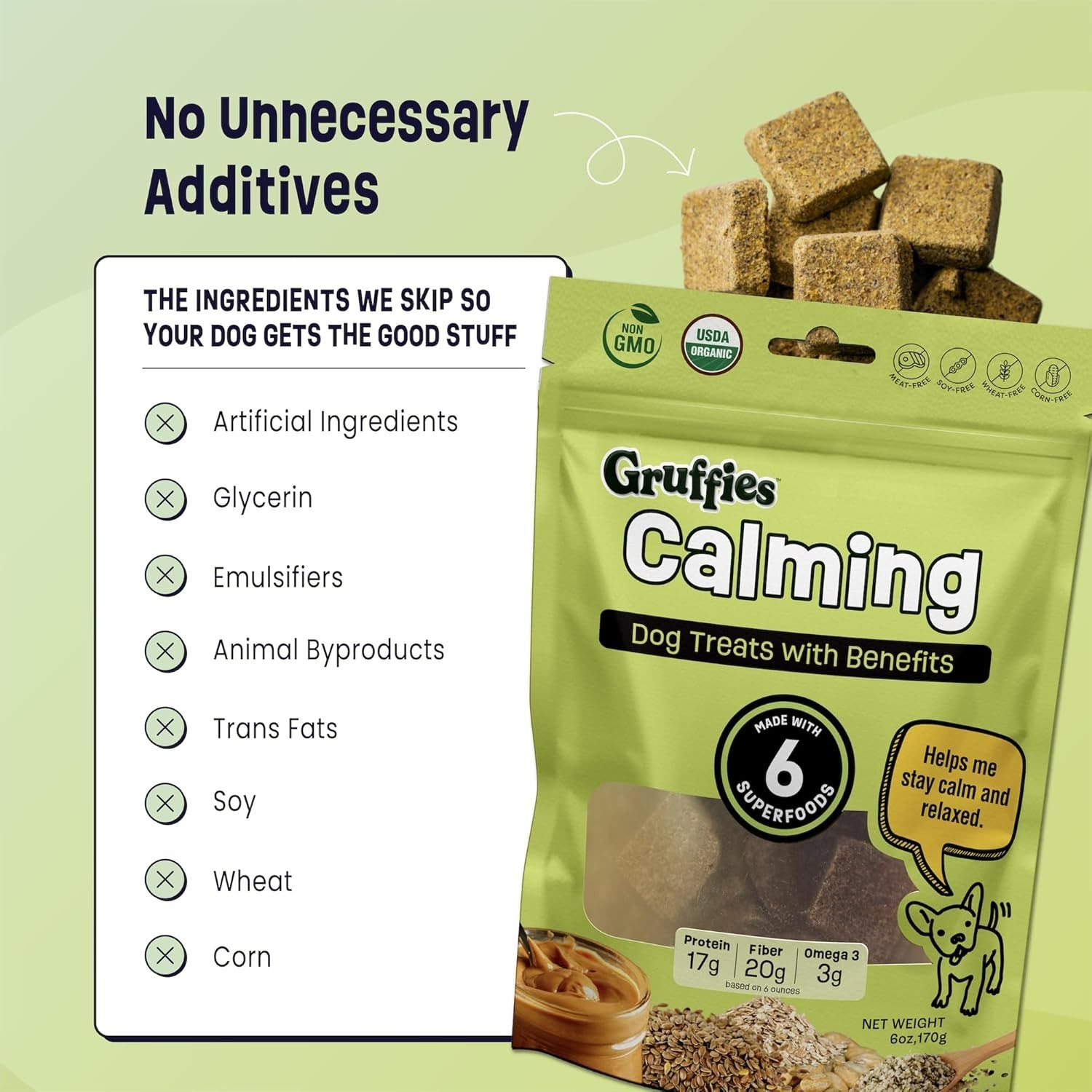 Calming Organic Dog Treats – Supports Relaxation & Balanced Behavior – with Ashw