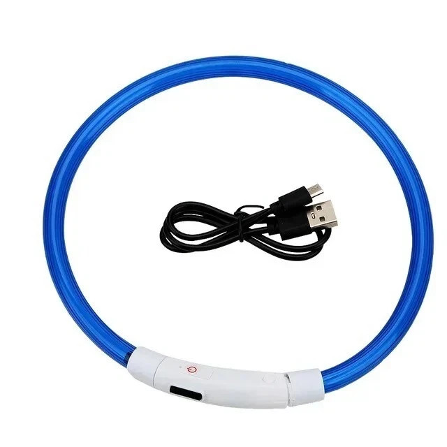 RECHARGEABLE LED Light-up Flash GLOW COLLAR Dog Pet Safety MICRO USB adjustable