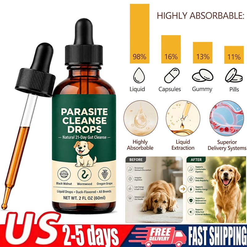 3 Pack Parasite Cleanse Drop Six Natural Herbal Actives Applicable to All Dogs
