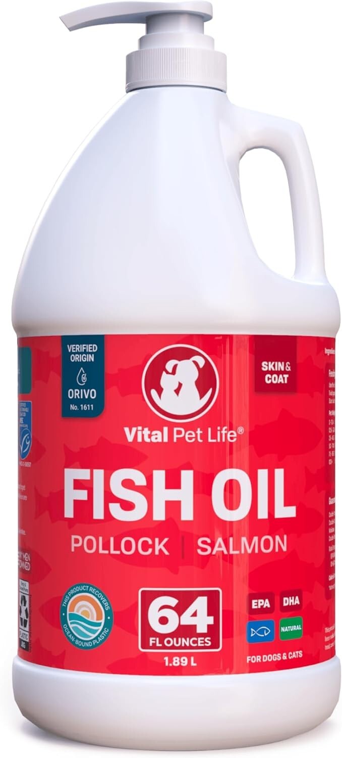Fish Oil for Dogs – Healthy Skin & Coat, Salmon, Pollock, All Natural Supplemen