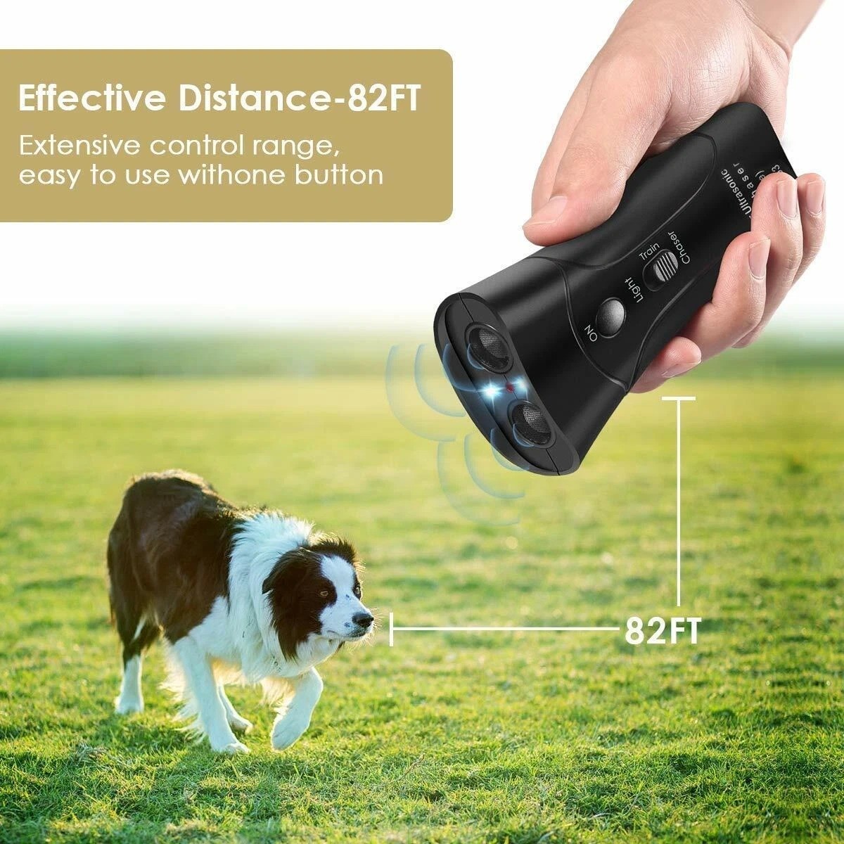 Ultrasonic Anti Dog Barking Device Pet Trainer LED Light Gentle Chaser Style