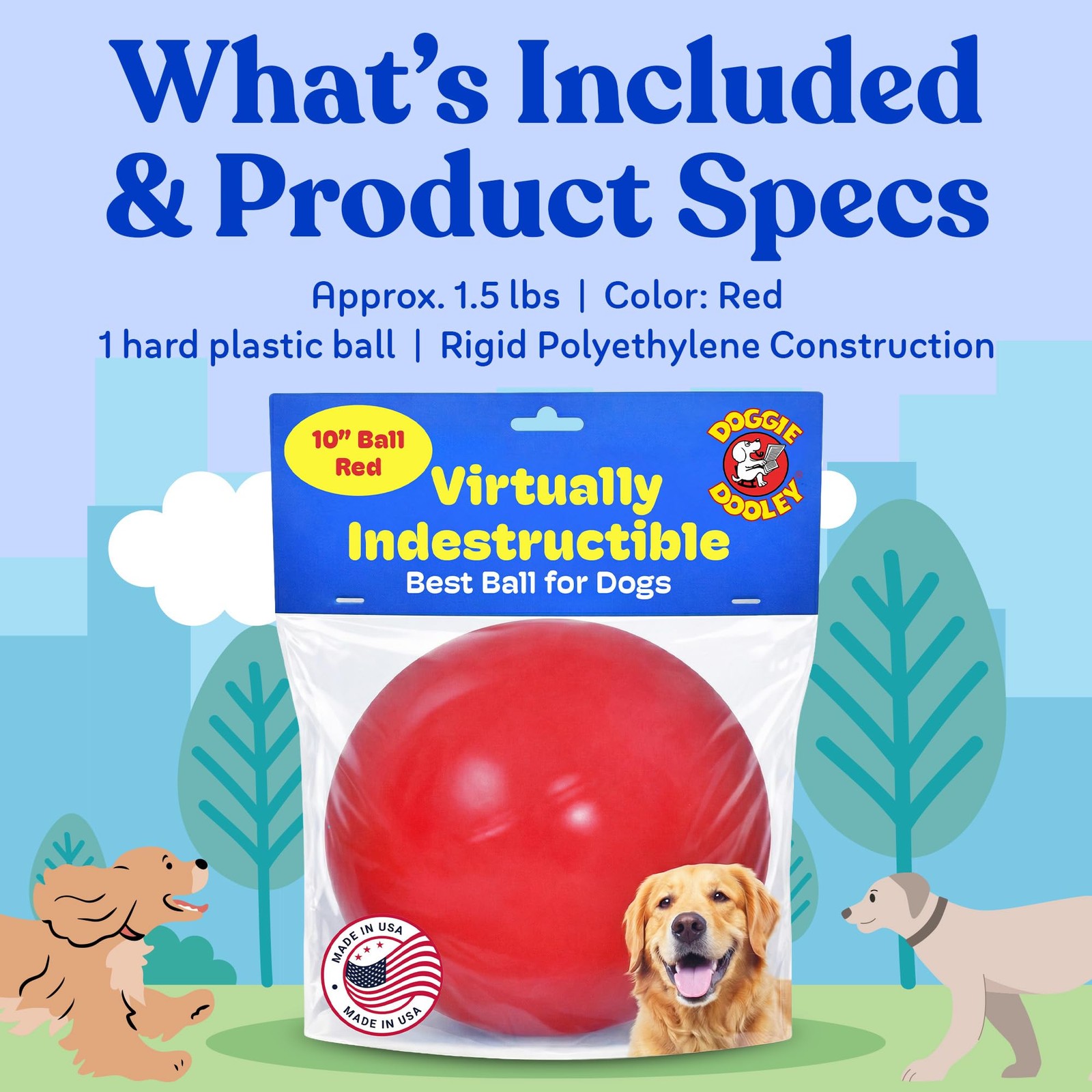 Virtually Indestructible Ball for Dogs, 10-inch