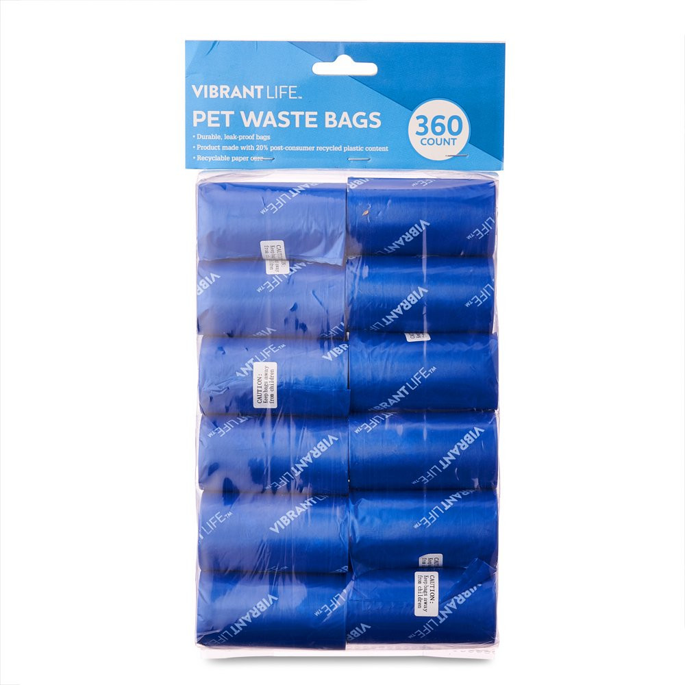 Vibrant Life 360 PET WASTE BAGS | DURABLE | LEAK-PROOF | 24-ROLLS | Dog Suppies
