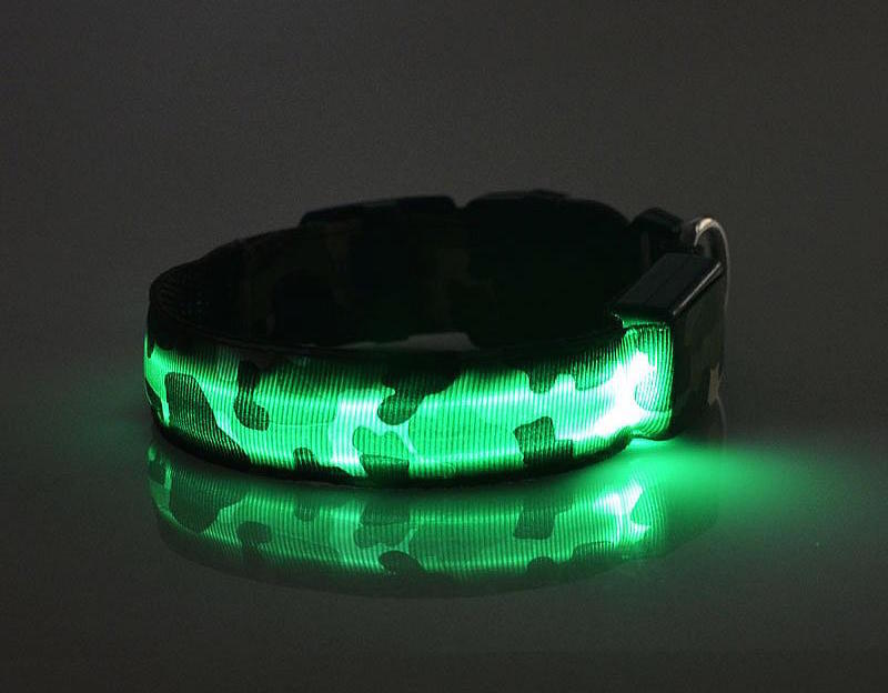 USB RECHARGEABLE LED CAMO COLLAR Camouflage Pet Dog Glow Flashing Light Safety