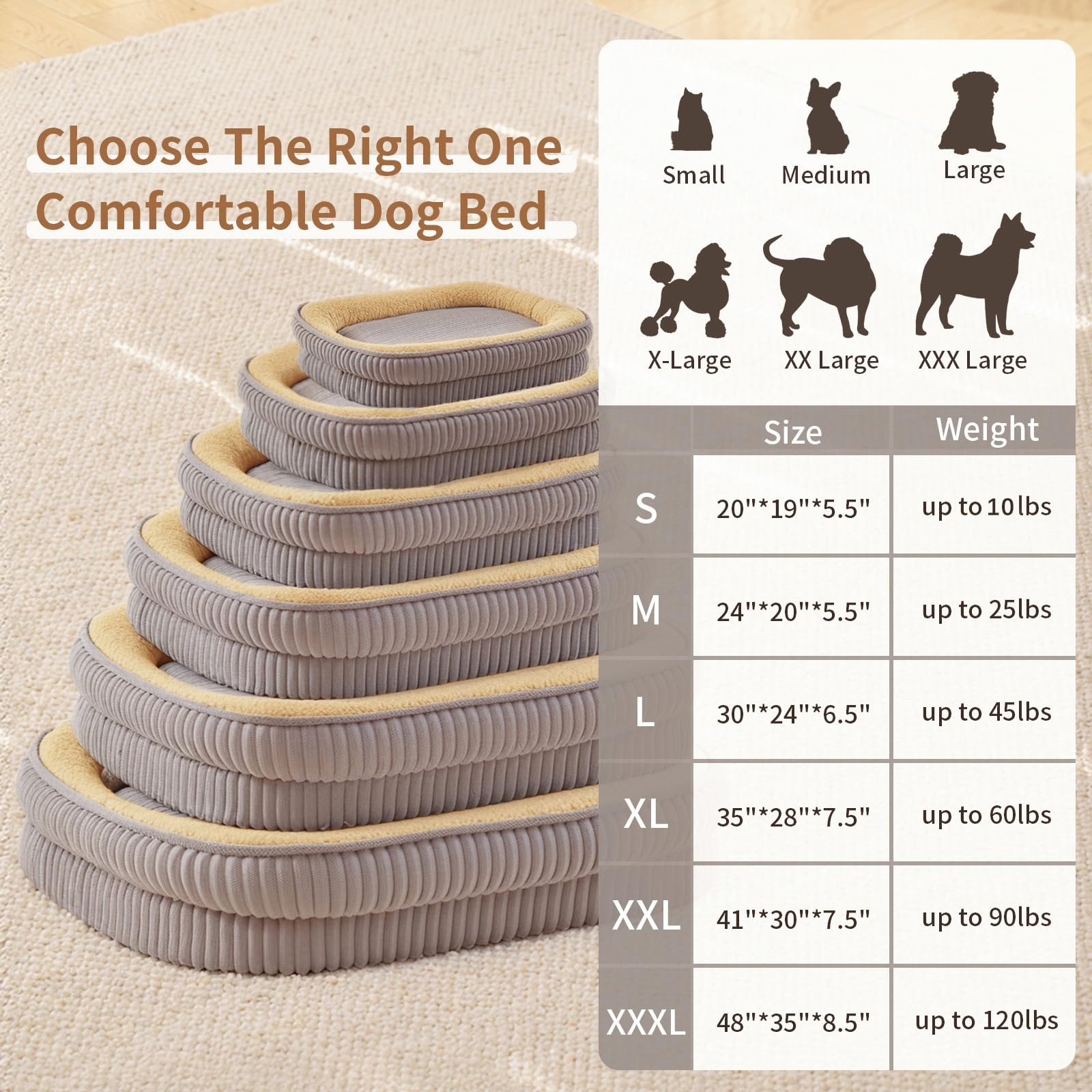 Orthopedic Dog Bed for Medium, Large Dogs Breeds, High Density Egg Crate Foam…