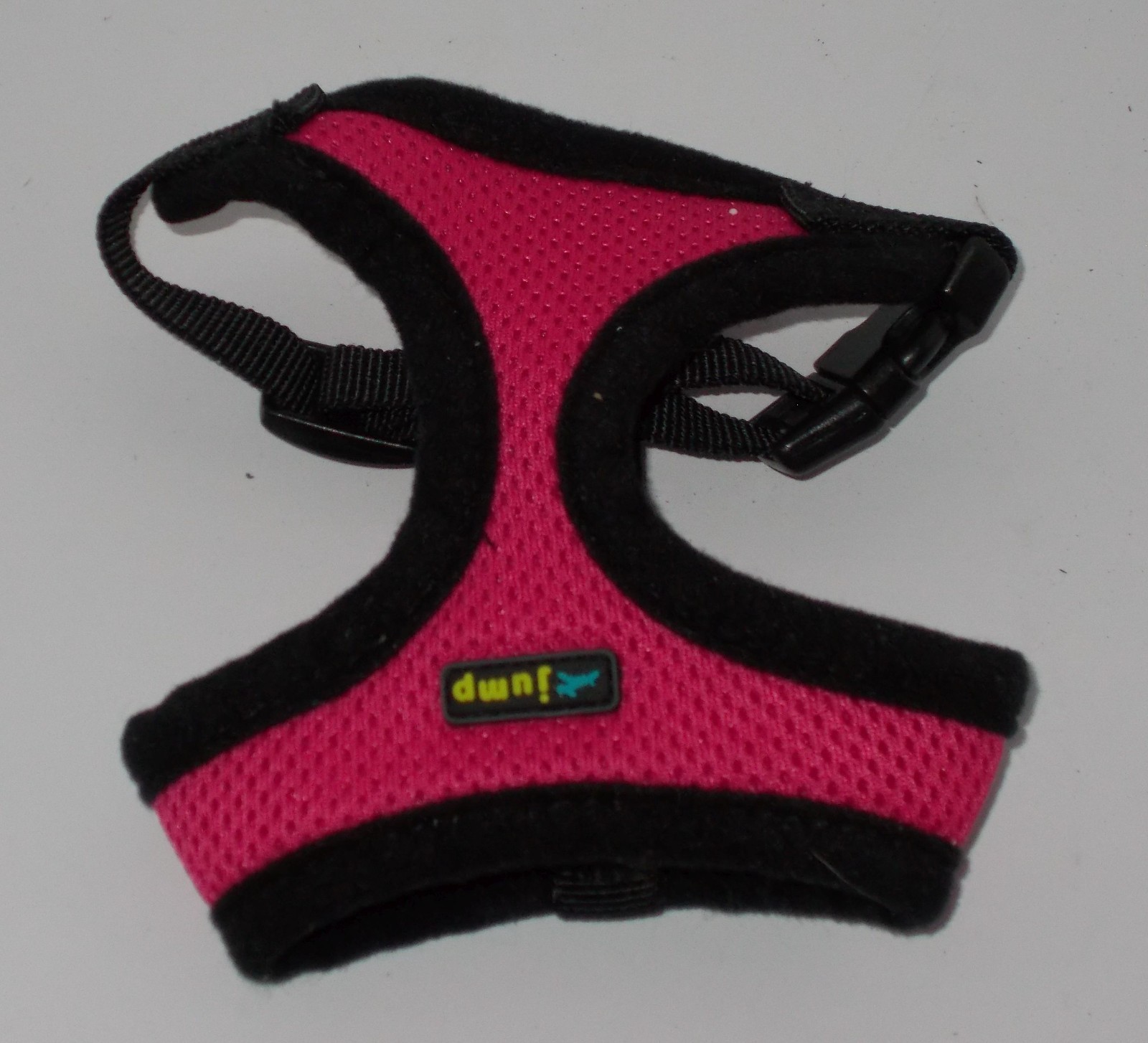 Jump Dog Harness Pink Black Size XXS Xtra Xtra Small Neoprene Mesh