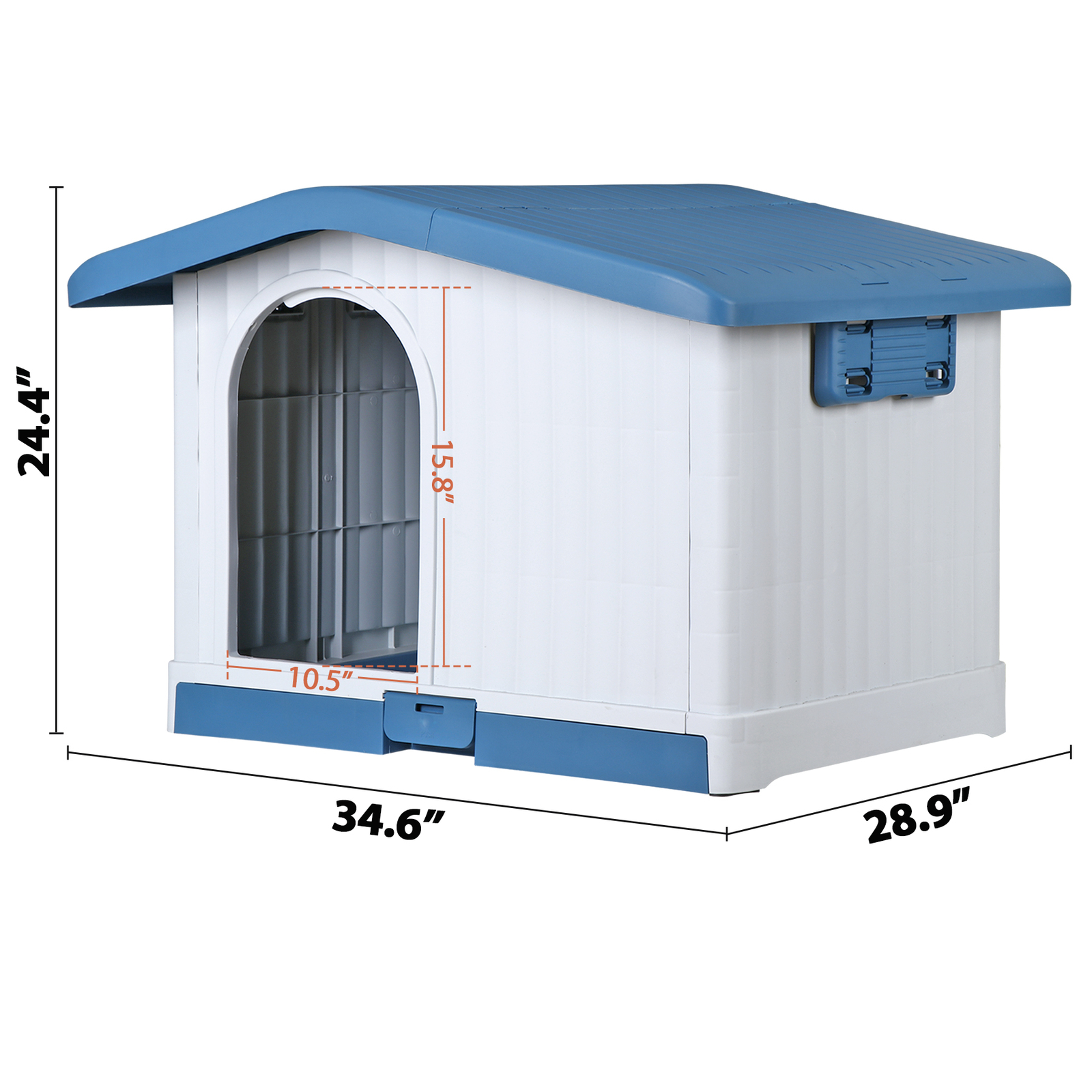 Large Plastic Dog House Indoor Outdoor Dog Kennel Waterproof Puppy Shelter Blue