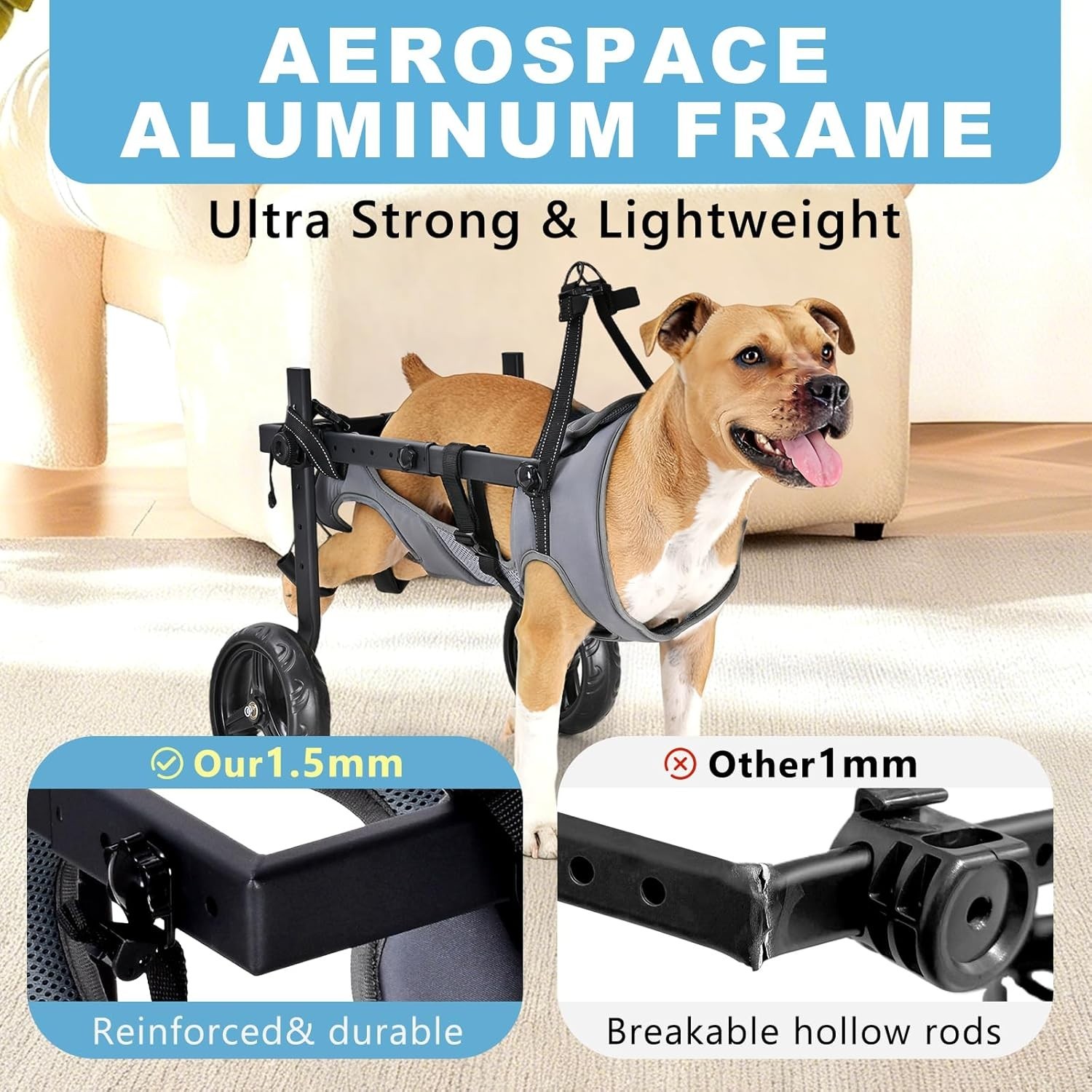 Size M/L – Dog Wheelchair for Back Legs, Adjustable Height/Length/Width