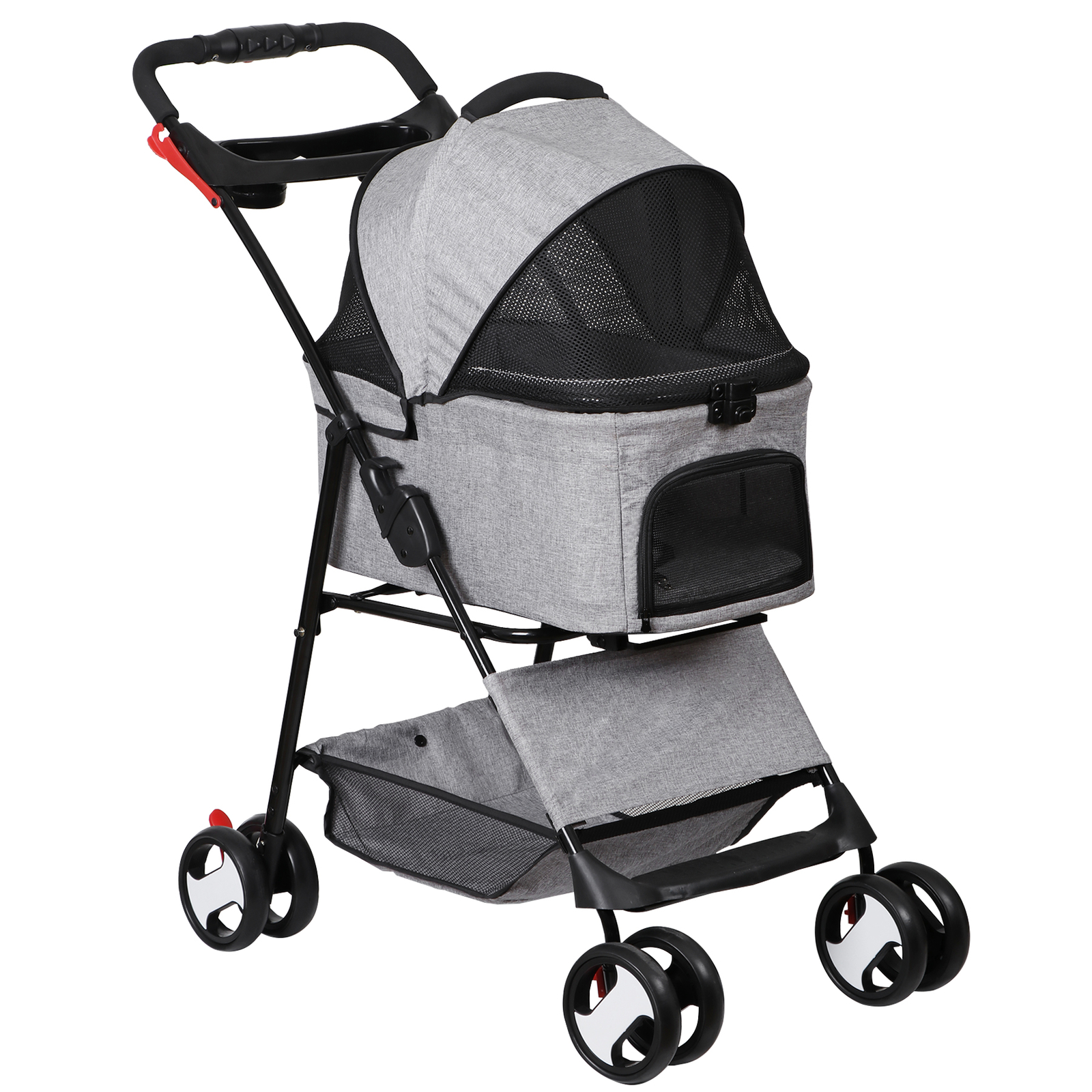 3 in 1 Folding Dog Stroller Pet Stroller for Medium Dog w/Removable Carrier Gray