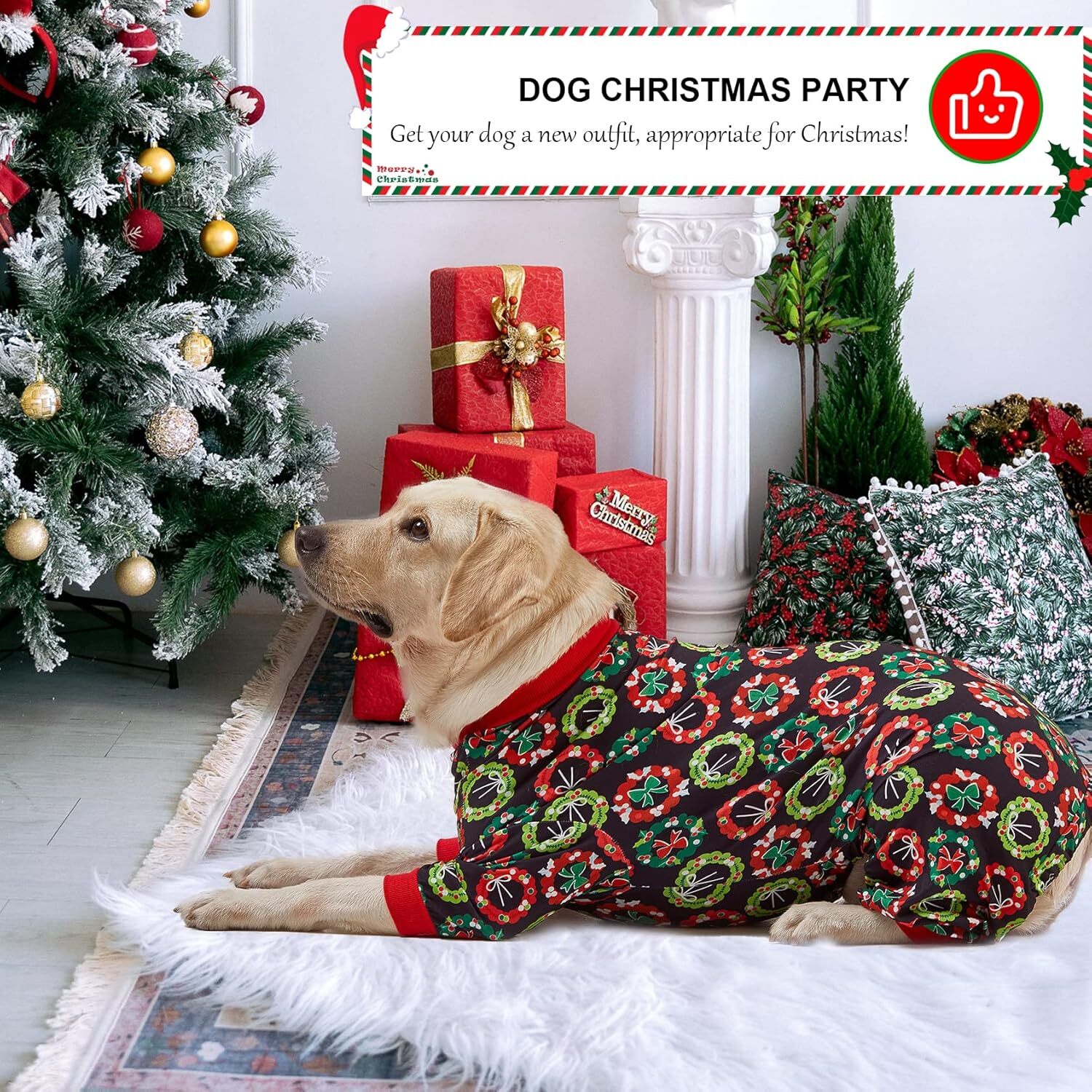 LovinPet Dog Pet Pitbull Pajamas Christmas Holiday Costume Pullover Outfit Shirt
