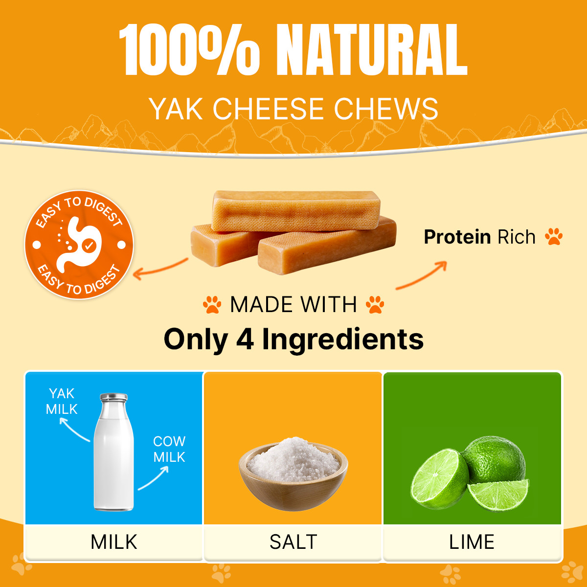 Yak Milk Dog Chew Bones 3lbs for Jumbo dogs, Hard Chews for Aggressive Chewers