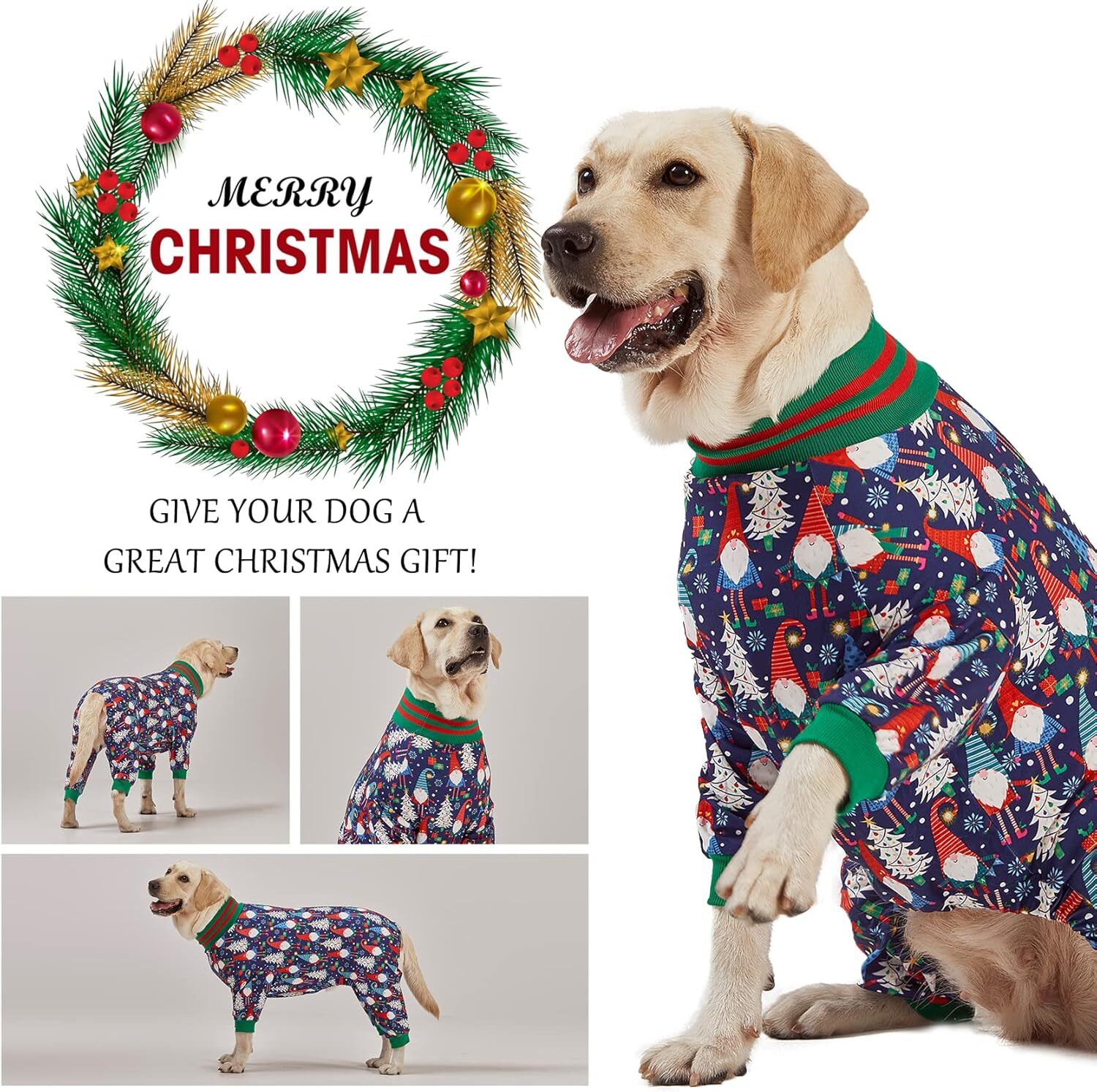 LovinPet 4-Leg Dog Pajamas Jumpsuit Costume Pullover for Medium & Large Dogs
