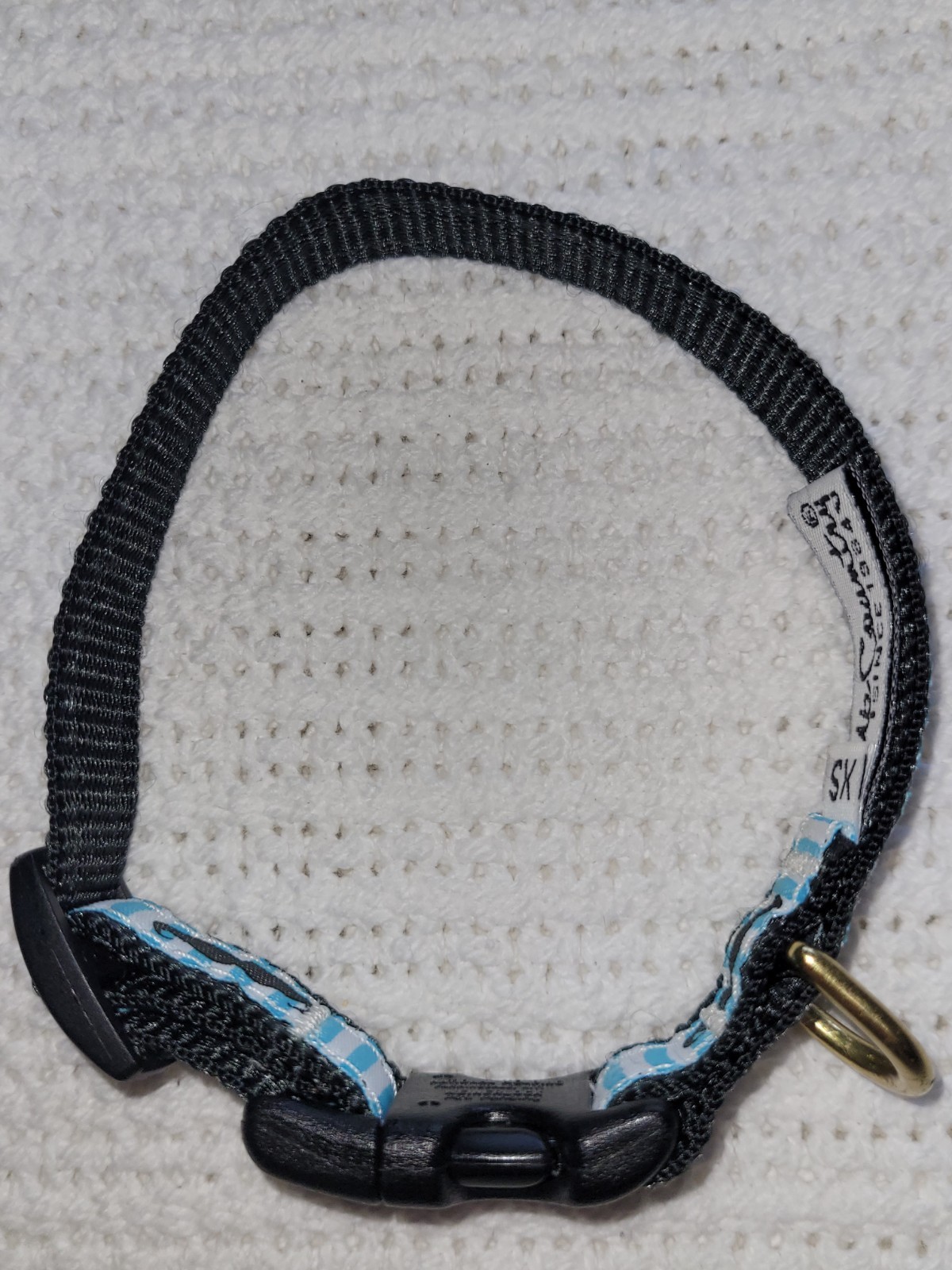 Up Country White And Blue Dog Collar Mustaches Adjustable Made In USA Xtra Small