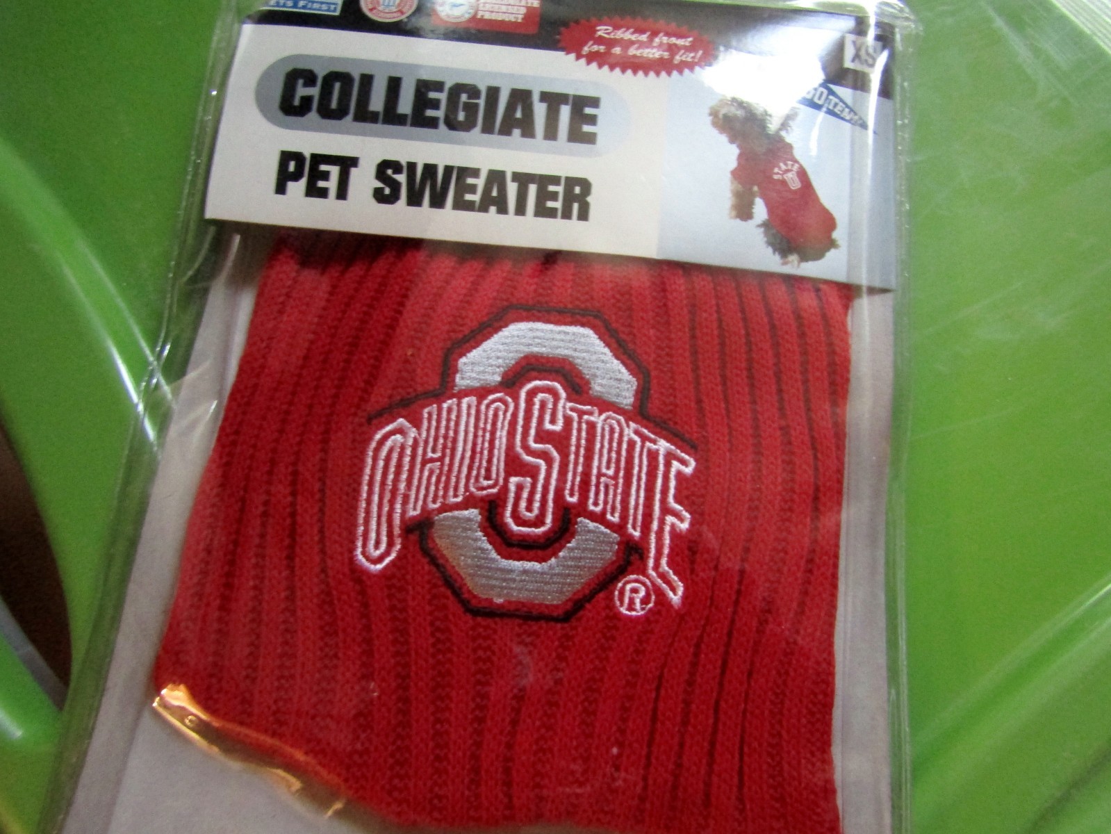 New Pets First College Red and White Ohio State Pet Sweater Size Xtra Small