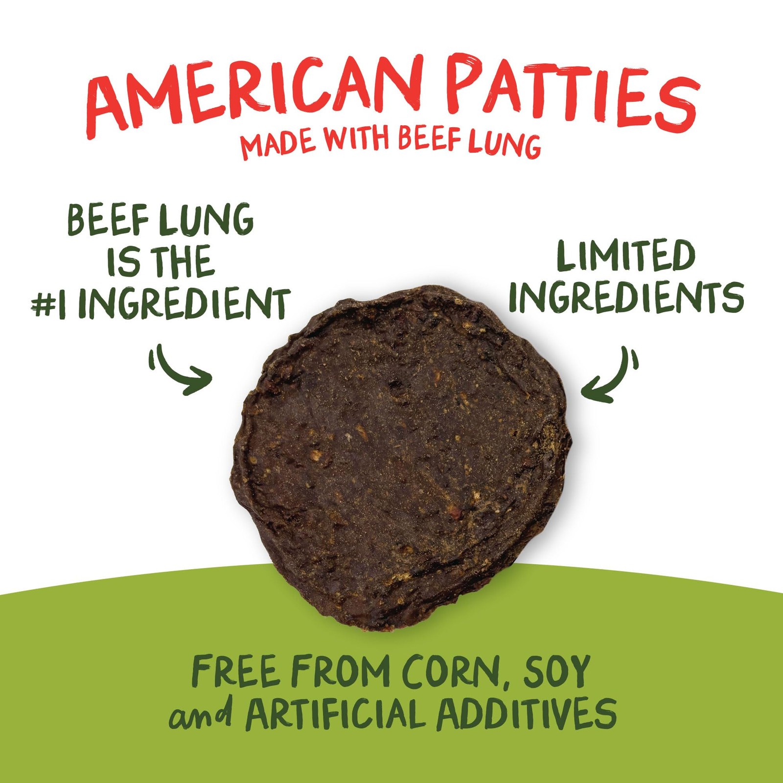 All American Beef Lung Patties Dog Treats – Made and Sourced in The USA, 1lb Bag