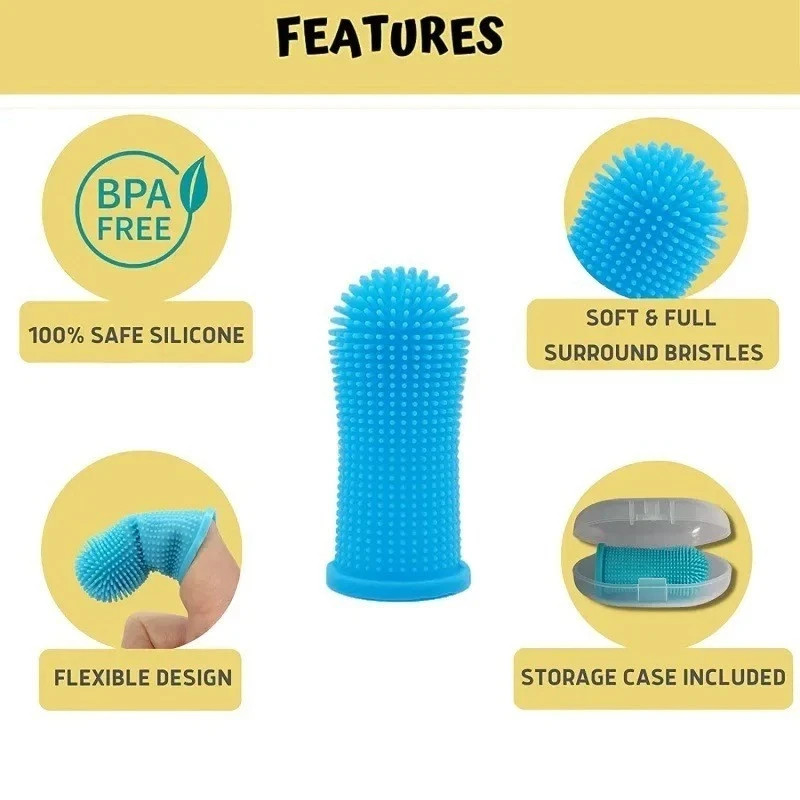 Soft Silicone Finger Toothbrush for Dogs & Cats Dental Care Breath Cleaning Tool