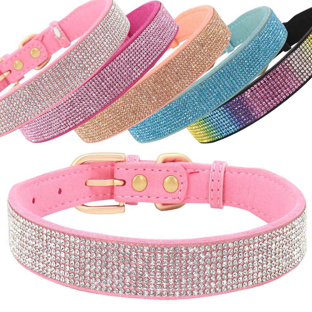 Bling Rhinestone Dog Cat Collars Leather Pet Puppy Kitten Collar for Chihuahua