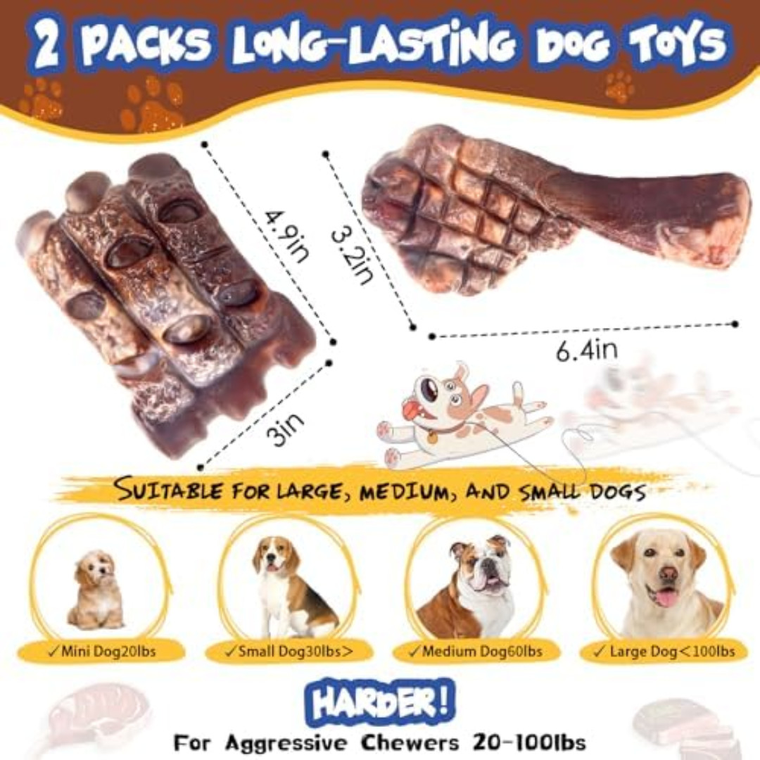 Dog Chew Toys for Aggressive Chewers：2 Pack Indestructible Dog Toy for Large Bre