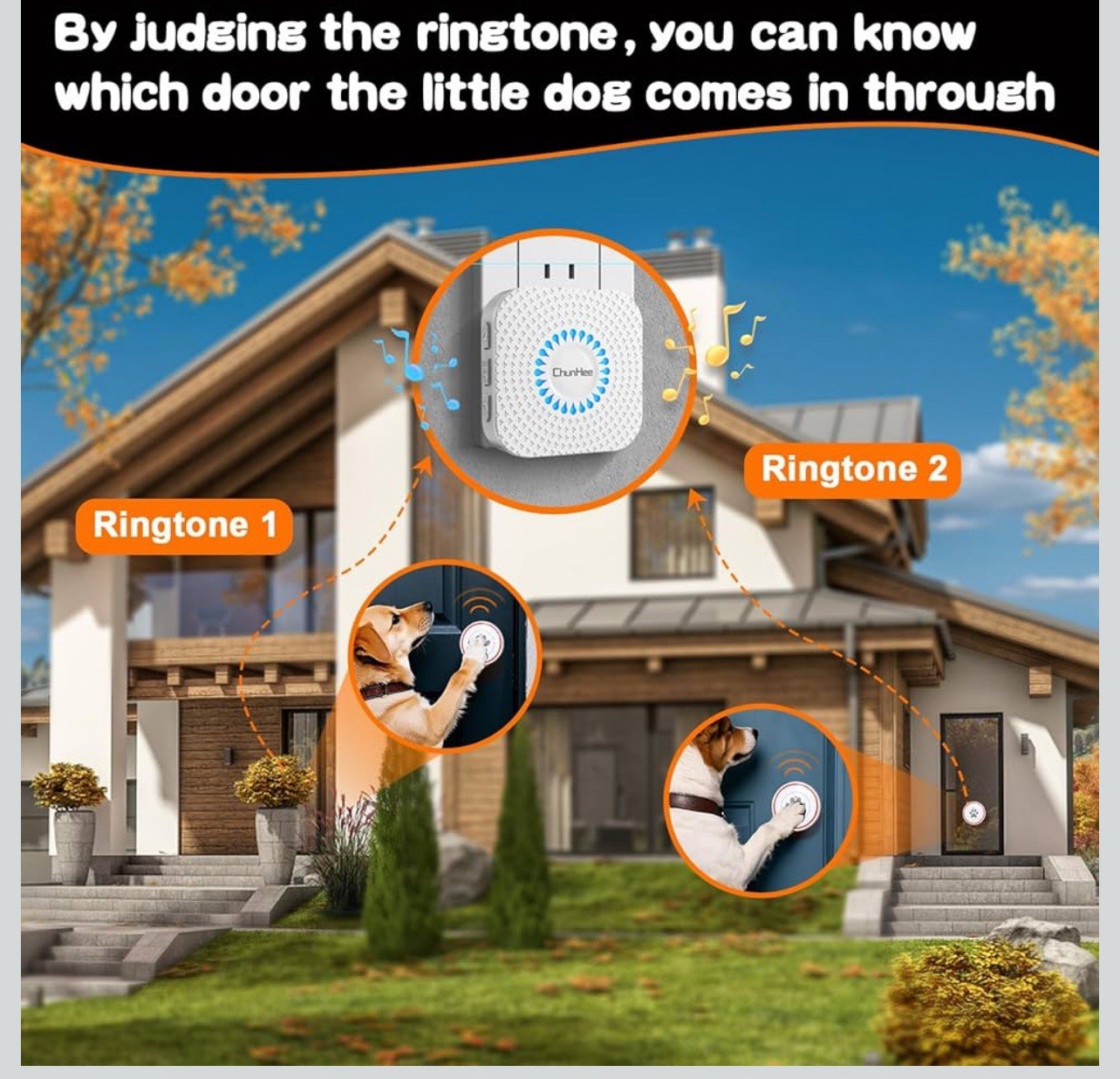 ChunHee Smart Dog Door Bell Wireless Puppy DoorBell for Potty Training NEW