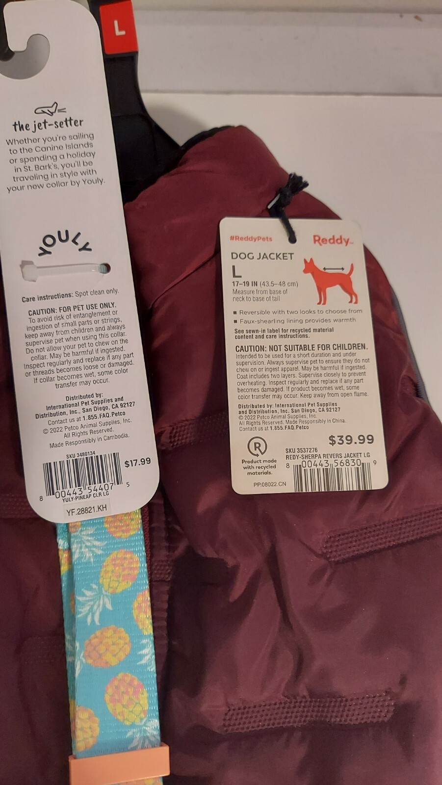 Dog Coat Size L NOT Dog Collar As Shown In Photo Marked $39.99