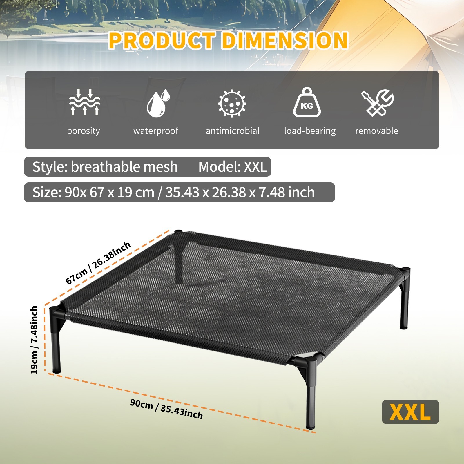 Elevated Dog Bed Pet cot for Large Dog Portable Raised Dog Cot Indoor and Outd