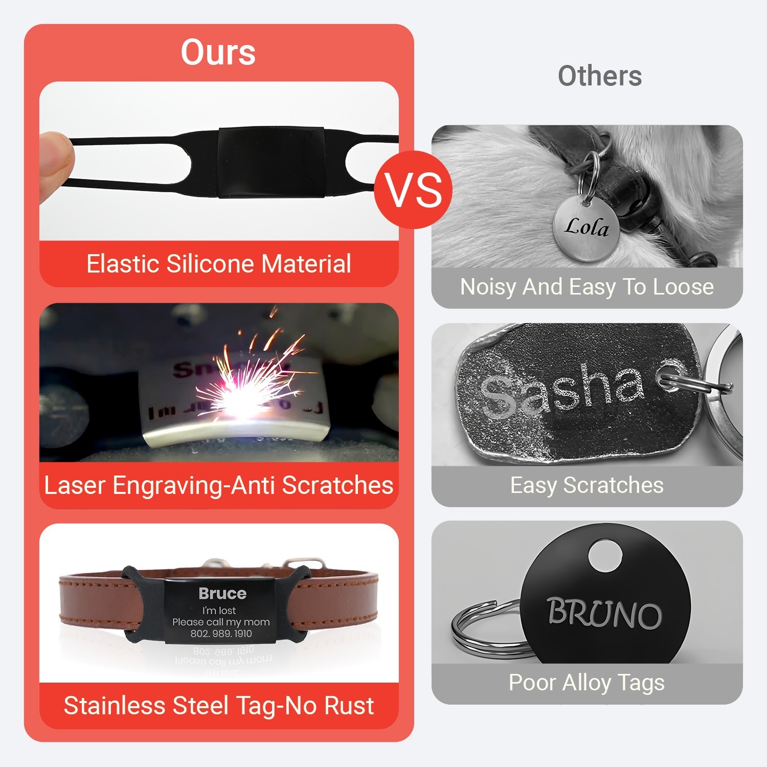 Custom Dog Tag for Pets Engraved Name Tag Slide On ID Tags & Collar Tags S, M, L