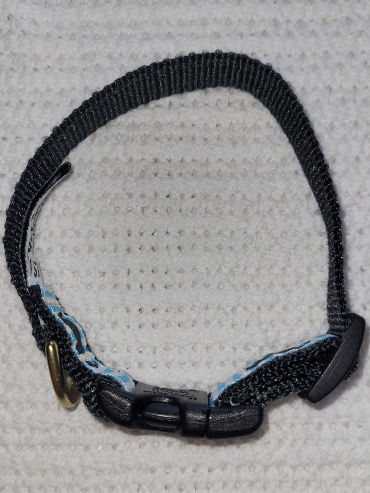 Up Country White And Blue Dog Collar Mustaches Adjustable Made In USA Xtra Small