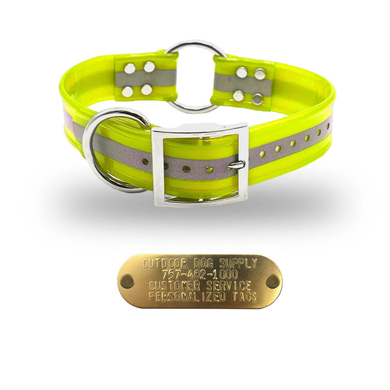 21″ Hunting Dog Name Collar Strap Heavy Duty Center Ring 1 1/2″ Wide Reflective