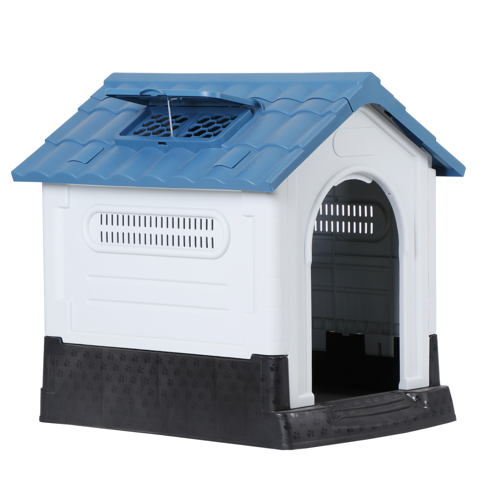 Dog House Indoor Outdoor Ventilate Waterproof Pet Plastic W/ Adjustable Skylight