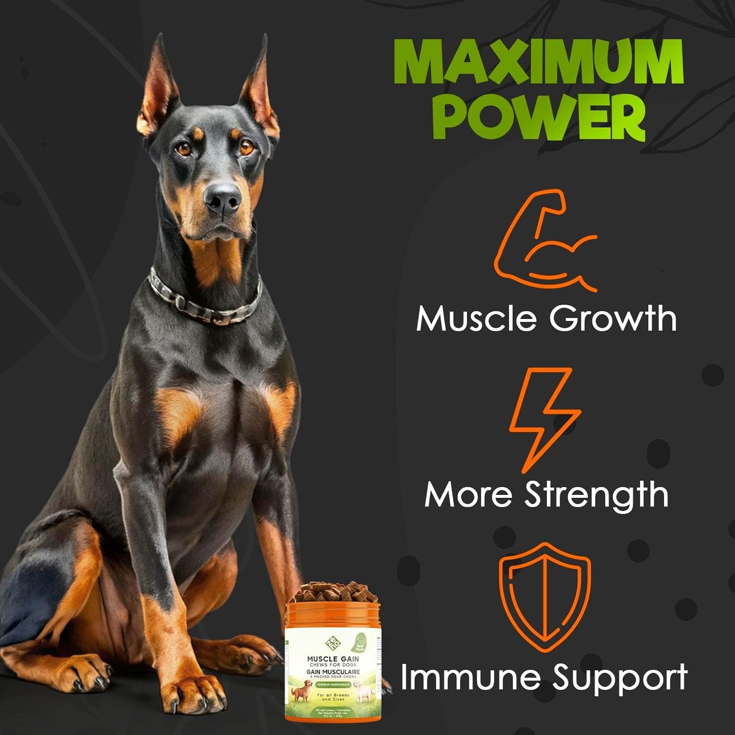 ZENO 11-in-1 Muscle Gain Chews – Weight Gain Supplements for Dogs with High Prot