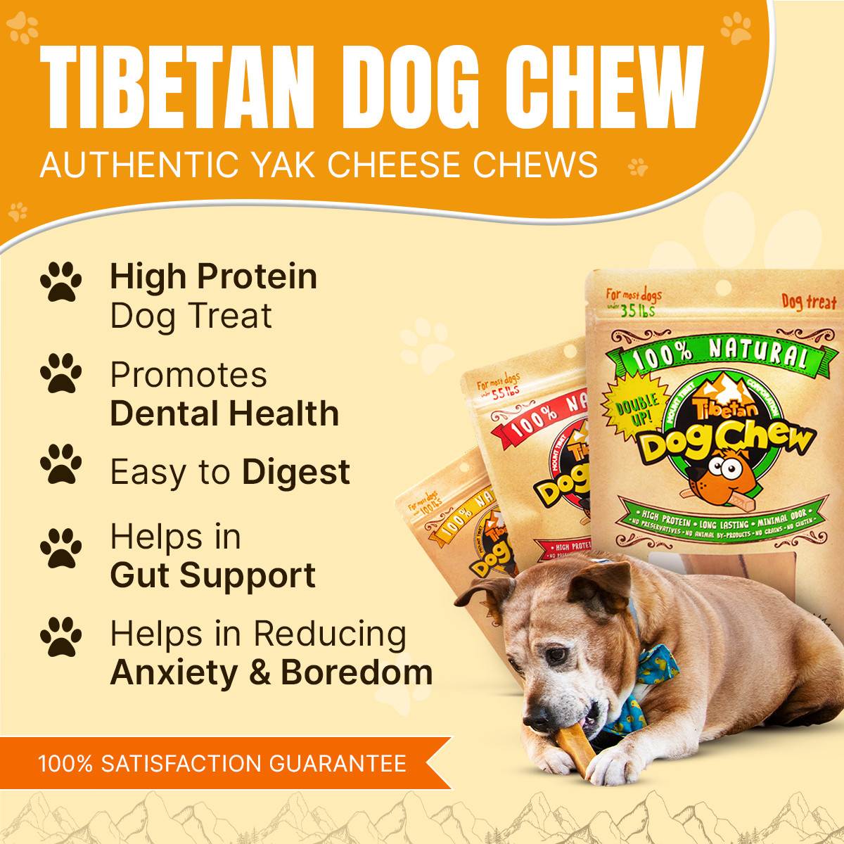 Yak Milk Dog Chew Bones 3lbs for Jumbo dogs, Hard Chews for Aggressive Chewers