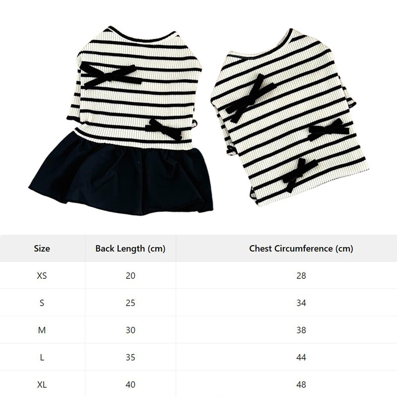 Puppy Spring Summer Short Sleeve Pet Striped Skirt Dog Fashion Clothes.
