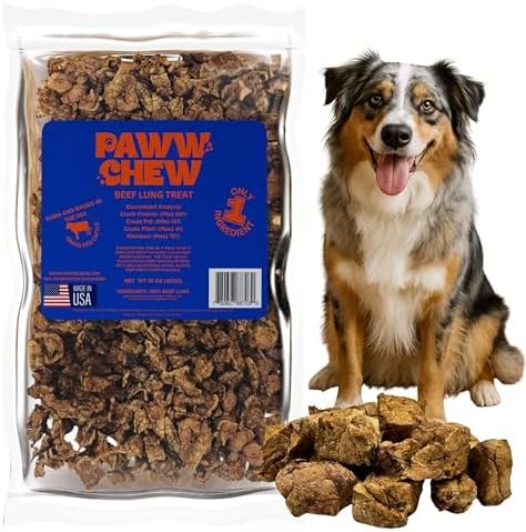 PAWW CHEW Beef Lung Dog Treats – 100% Natural, Single Ingredient, (1 Pound) Made