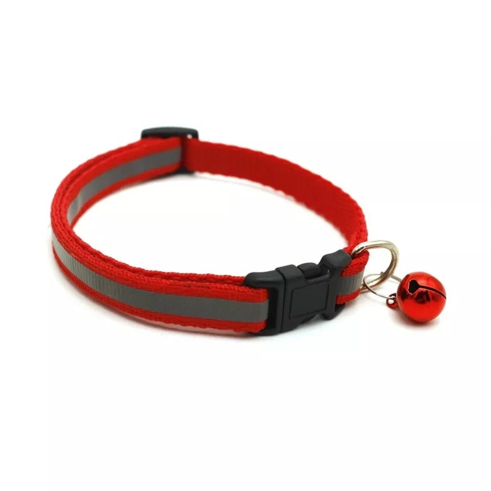 Reflective Dog Collar Pet Cat Puppy Nylon Collar with Bell Neck Adjustable
