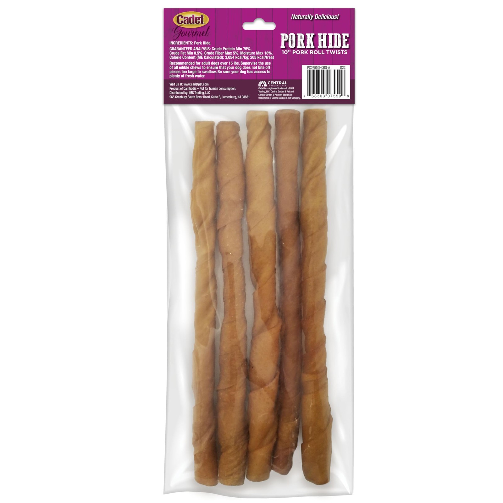 Cadet Gourmet Pork Hide Rolls 10 in. (5 count) 9 Ounce (Pack of 1)