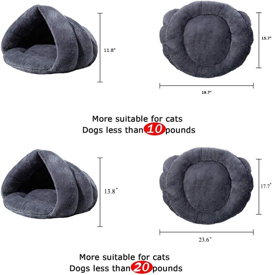 Pet Tent Cave Bed Small Medium Cats Dogs Sleeping Bag Thick Fleece Warm Slipper
