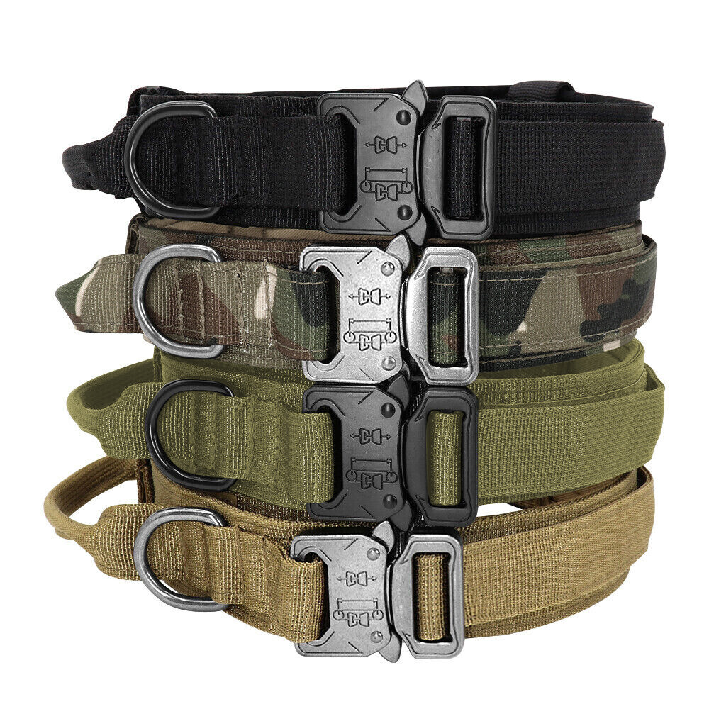 Tactical Heavy Duty Nylon Large Dog Collar K9 Military With Metal Buckle