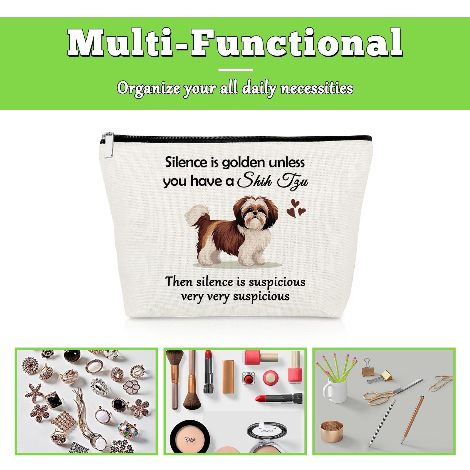 Shih Tzu Dog Gifts Makeup Bag Dog Mom Gifts for Shih Tzu Lover Owner Pet Love…