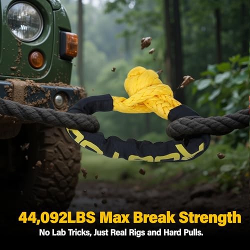 Soft Shackle, 1/2 Inch x 22 Inch Synthetic Soft Shackles Ring Recovery Kit