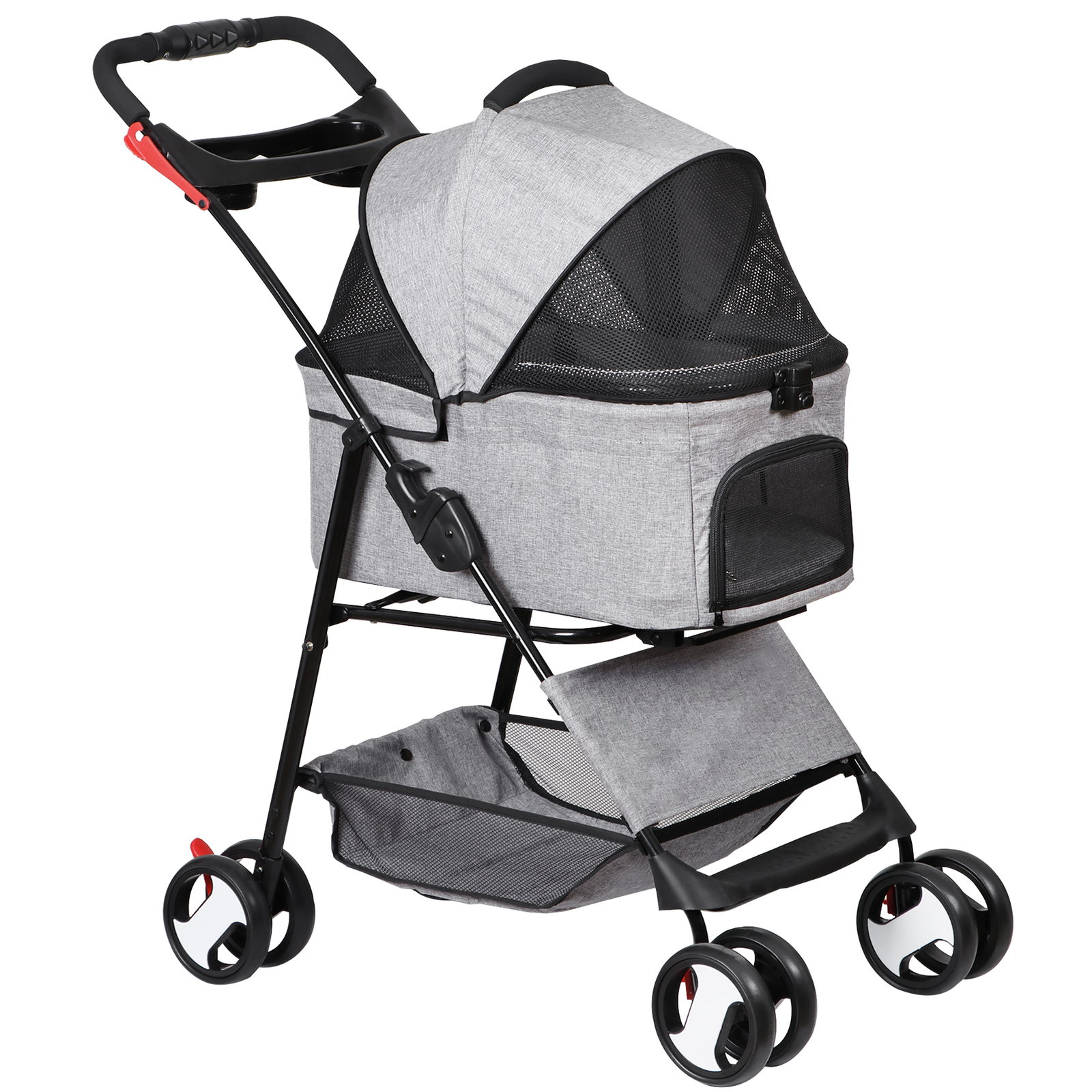 3 in 1 Folding Dog Stroller Pet Stroller for Medium Dog w/Removable Carrier Gray