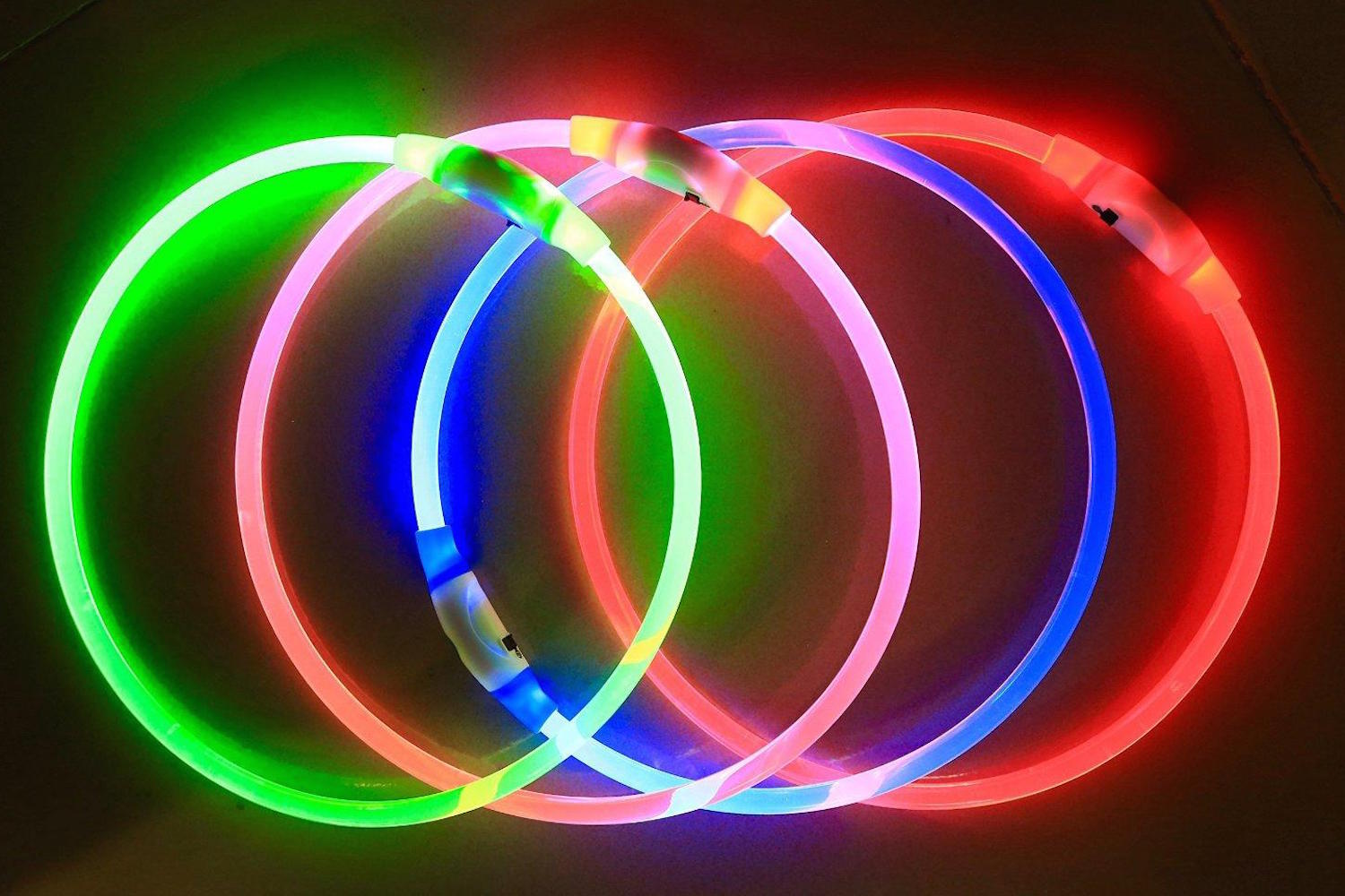 PET LED LIGHT-UP Glow-in-the-dark USB RECHARGEABLE COLLAR Dog Night Safety Flash