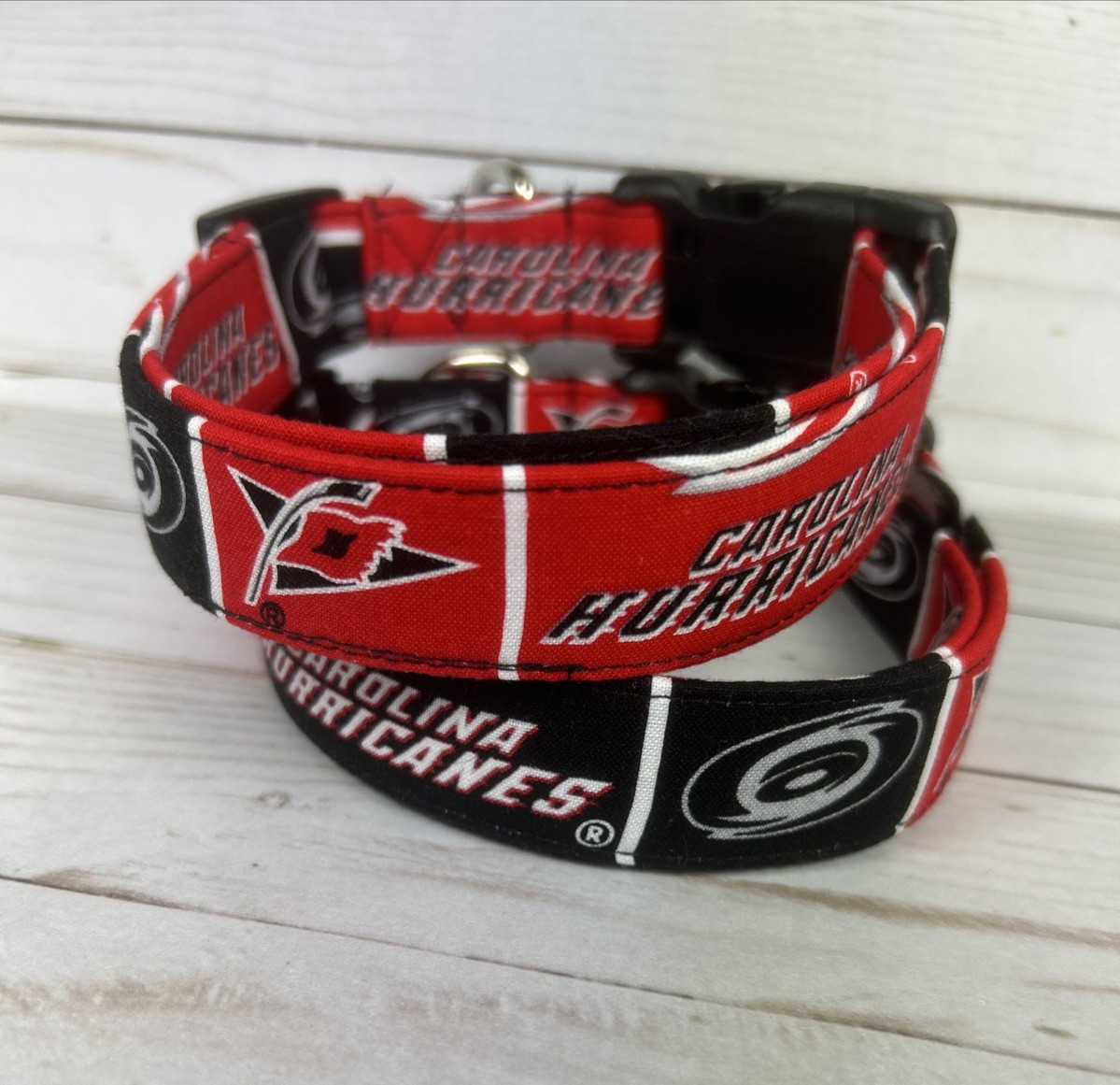 CAROLINA HURRICANES #2 Terri’s Dog Collar handmade adjustable with NHL fabric