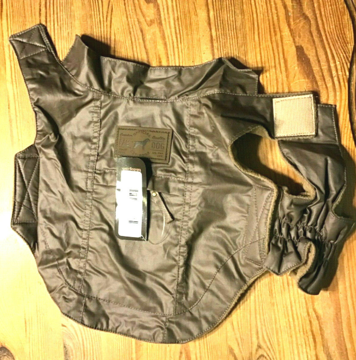Fab Dog 10″ Waxed Dog Coat Taupe Fleece Lined-NEW