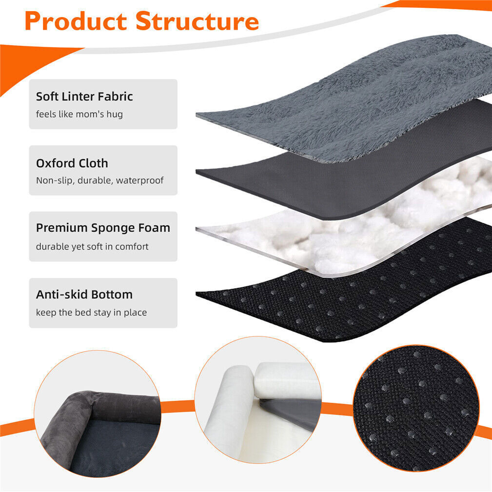 Jumbo XXXL Calming Dog Bed Orthopaedic Sofa Waterproof Washable Cover Plush Mat