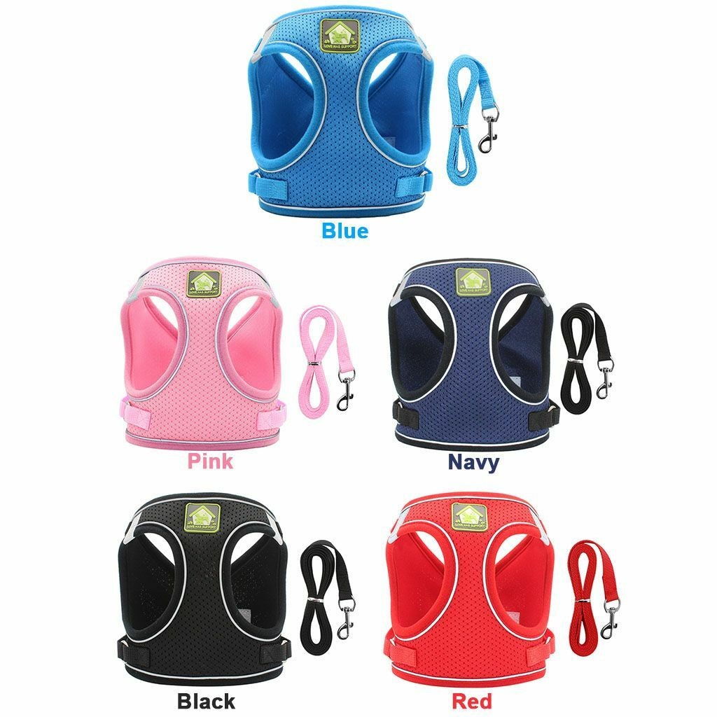 Soft Mesh Reflective Pet Harness & Leash Set Adjustable Vest for Puppy Dog Cat