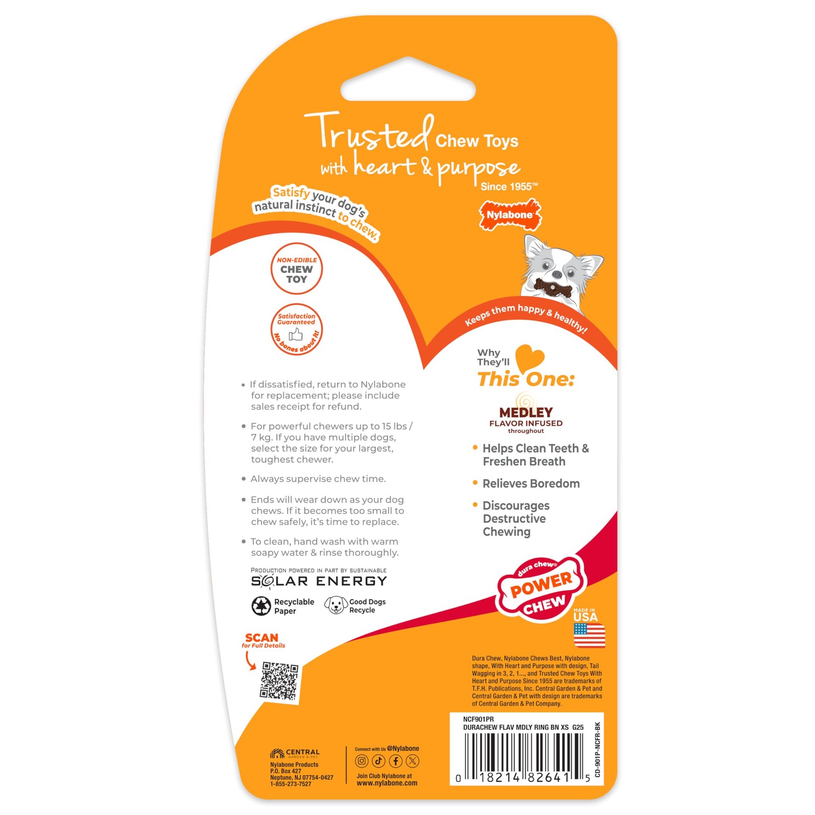 Nylabone Ring Bone Power Chew Toy for Dogs, X-Small up to 15 lbs.,