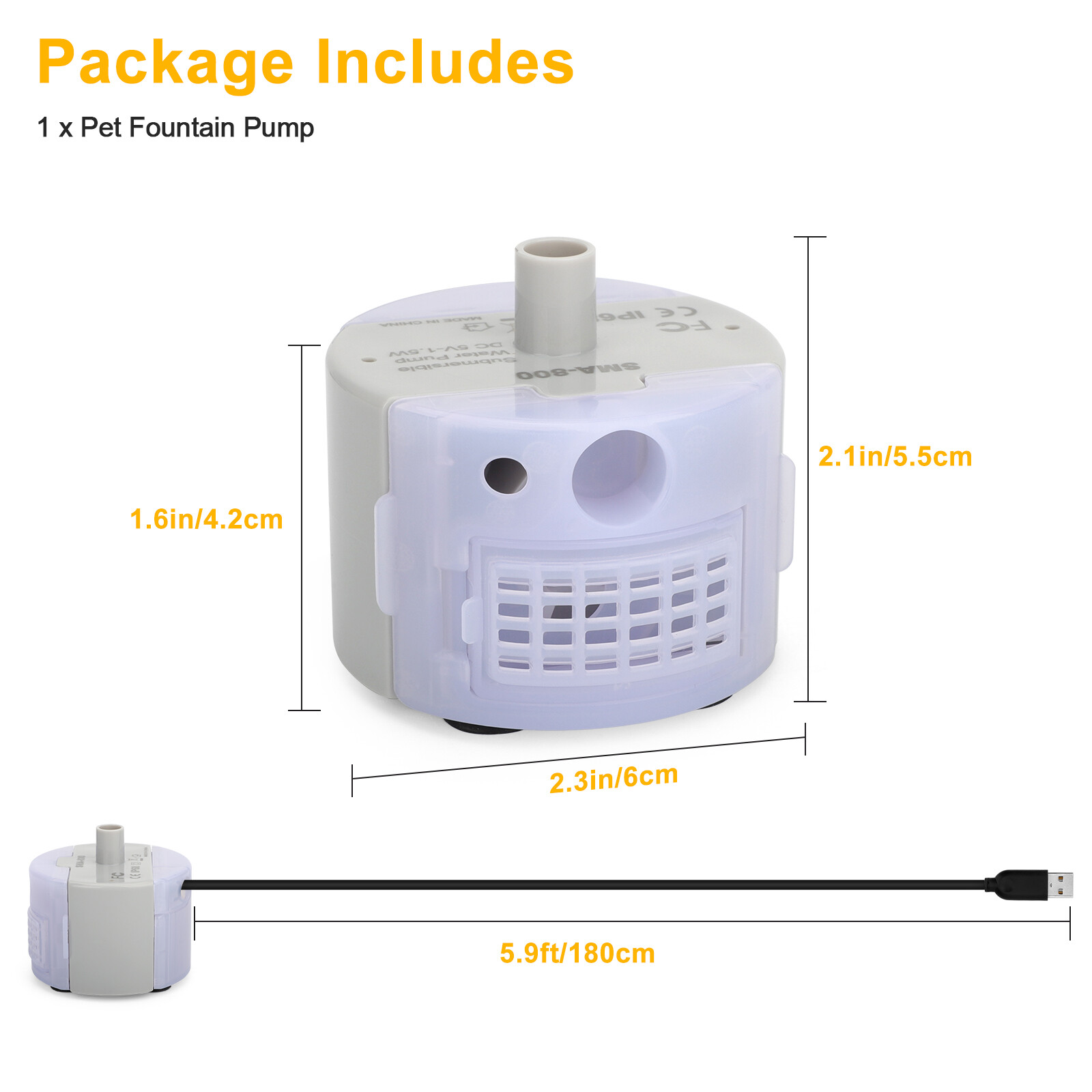 Ultra Quiet Cat Water Dispenser Pump USB Rechargeable LED Pet Drinking Fountain